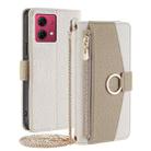 For Motorola Moto G84 5G Crossbody Litchi Texture Leather Phone Case(White) - 1