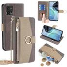 For Motorola Moto G72 4G Crossbody Litchi Texture Leather Phone Case(Grey) - 1