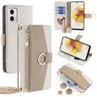 For Motorola Moto G73 5G Crossbody Litchi Texture Leather Phone Case(White) - 1