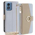 For Motorola Moto G Play 4G 2024 Crossbody Litchi Texture Leather Phone Case(Blue) - 1