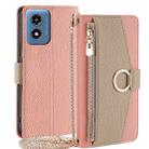 For Motorola Moto G Play 4G 2024 Crossbody Litchi Texture Leather Phone Case(Pink) - 1