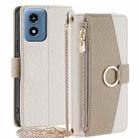 For Motorola Moto G Play 4G 2024 Crossbody Litchi Texture Leather Phone Case(White) - 1