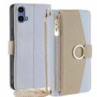 For Motorola Moto G34 5G Crossbody Litchi Texture Leather Phone Case(Blue) - 1