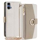 For Motorola Moto G34 5G Crossbody Litchi Texture Leather Phone Case(White) - 1