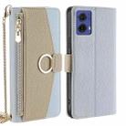 For Motorola Moto G85 5G Crossbody Litchi Texture Leather Phone Case(Blue) - 1