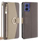 For Motorola Moto G85 5G Crossbody Litchi Texture Leather Phone Case(Grey) - 1