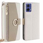 For Motorola Moto G85 5G Crossbody Litchi Texture Leather Phone Case(White) - 1