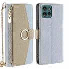 For Motorola Edge 50 5G Crossbody Litchi Texture Leather Phone Case(Blue) - 1