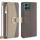 For Motorola Edge 50 5G Crossbody Litchi Texture Leather Phone Case(Grey) - 1