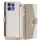 For Motorola Edge 50 Pro 5G Crossbody Litchi Texture Leather Phone Case(White) - 1