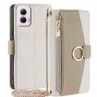 For Motorola Moto G Power 5G 2024 Crossbody Litchi Texture Leather Phone Case(White) - 1
