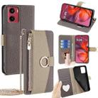 For Motorola Moto G05 Crossbody Litchi Texture Leather Phone Case(Grey) - 1