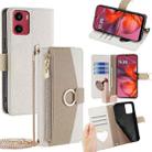 For Motorola Moto G05 Crossbody Litchi Texture Leather Phone Case(White) - 1