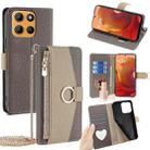 For Motorola Moto G15 / G15 Power Crossbody Litchi Texture Leather Phone Case(Grey) - 1