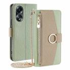 For OPPO A58 4G Crossbody Litchi Texture Leather Phone Case(Green) - 1