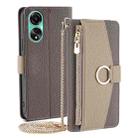 For OPPO A78 4G Crossbody Litchi Texture Leather Phone Case(Grey) - 1