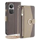 For OPPO Reno10 5G / Pro 5G Global Crossbody Litchi Texture Leather Phone Case(Grey) - 1