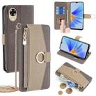 For OPPO A17k 4G Crossbody Litchi Texture Leather Phone Case(Grey) - 1