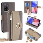 For OPPO A55 5G Crossbody Litchi Texture Leather Phone Case(Grey) - 1