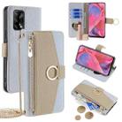 For OPPO F19 / A74 4G Crossbody Litchi Texture Leather Phone Case(Blue) - 1