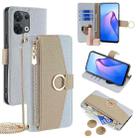 For OPPO Reno8 5G Crossbody Litchi Texture Leather Phone Case(Blue) - 1