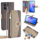 For OPPO Reno8 5G Crossbody Litchi Texture Leather Phone Case(Grey) - 1