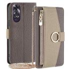 For OPPO A60 4G Global Crossbody Litchi Texture Leather Phone Case(Grey) - 1