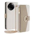 For Realme 11 5G Global / 11x Crossbody Litchi Texture Leather Phone Case(White) - 1