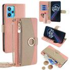 For Realme 9 Pro+ Crossbody Litchi Texture Leather Phone Case(Pink) - 1