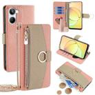 For Realme 10 4G Crossbody Litchi Texture Leather Phone Case(Pink) - 1