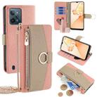 For Realme C31 Crossbody Litchi Texture Leather Phone Case(Pink) - 1