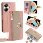 For Realme 10 Pro+ 5G Crossbody Litchi Texture Leather Phone Case(Pink) - 1