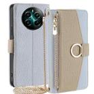 For Realme 12+ 5G Crossbody Litchi Texture Leather Phone Case(Blue) - 1