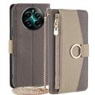 For Realme 12+ 5G Crossbody Litchi Texture Leather Phone Case(Grey) - 1