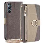 For Realme C65 4G Crossbody Litchi Texture Leather Phone Case(Grey) - 1