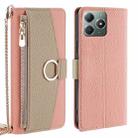 For Realme C61 4G Crossbody Litchi Texture Leather Phone Case(Pink) - 1