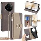 For Realme 14 Pro+ 5G Crossbody Litchi Texture Leather Phone Case(Grey) - 1