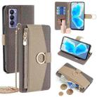 For Tecno Camon 18 / 18 P Crossbody Litchi Texture Leather Phone Case(Grey) - 1