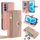 For Tecno Camon 18 / 18 P Crossbody Litchi Texture Leather Phone Case(Pink) - 1