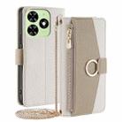 For Tecno Spark Go 2024 Crossbody Litchi Texture Leather Phone Case(White) - 1