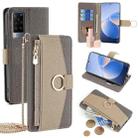 For vivo X60 Crossbody Litchi Texture Leather Phone Case(Grey) - 1