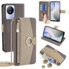 For vivo Y02 4G Crossbody Litchi Texture Leather Phone Case(Grey) - 1