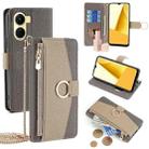 For vivo Y16 4G / Y02s 4G Crossbody Litchi Texture Leather Phone Case(Grey) - 1