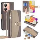 For vivo Y78 5G Crossbody Litchi Texture Leather Phone Case(Grey) - 1