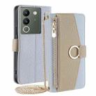 For vivo V29e 5G Crossbody Litchi Texture Leather Phone Case(Blue) - 1