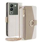 For vivo V29e 5G Crossbody Litchi Texture Leather Phone Case(White) - 1