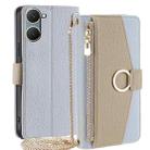 For vivo Y03 4G Crossbody Litchi Texture Leather Phone Case(Blue) - 1