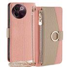 For vivo V30e 5G Global Crossbody Litchi Texture Leather Phone Case(Pink) - 1