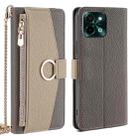 For vivo Y28 4G Crossbody Litchi Texture Leather Phone Case(Grey) - 1