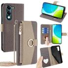 For vivo Y29s 5G / Y04 4G Crossbody Litchi Texture Leather Phone Case(Grey) - 1
